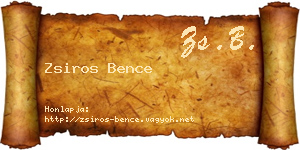 Zsiros Bence névjegykártya